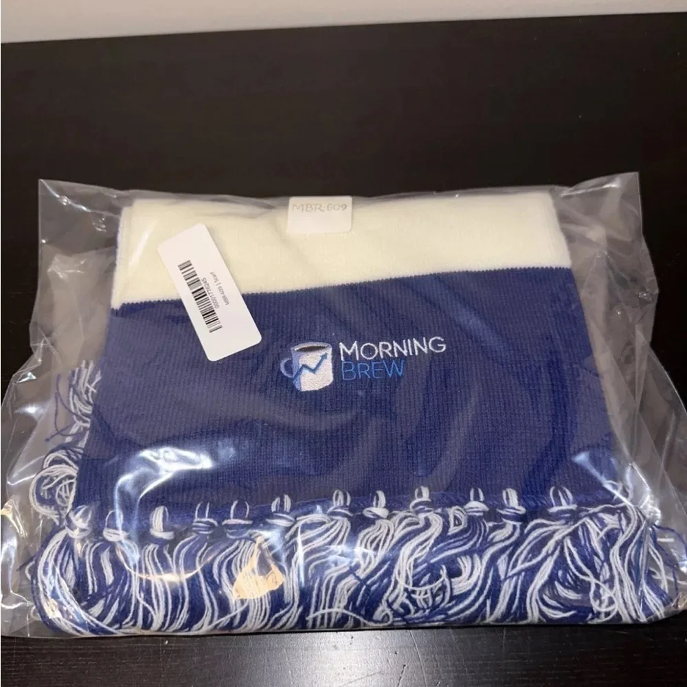 morning brew blue and white unisex preppy winter scarf